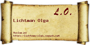 Lichtman Olga névjegykártya